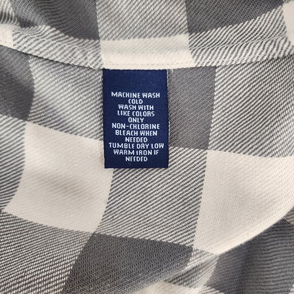 Chaps Women's Cream and Grey Plaid Long Sleeve Button Up Shirt XL - Picture 6 of 7